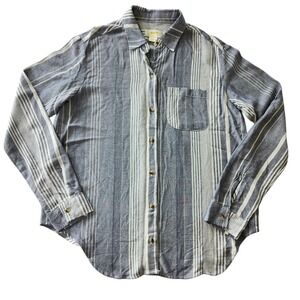 Maeve Anthropologie Chatham Chambray Striped Button Down Shirt Long Sleeve XS